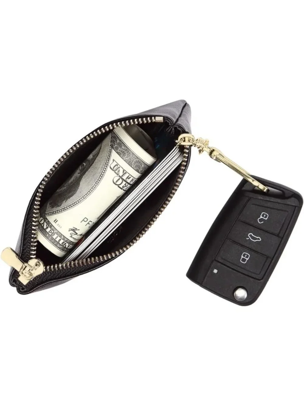 Genuine Full Grain Leather Mini Coin Purse Keychain Pouch & Card Holder - Unisex